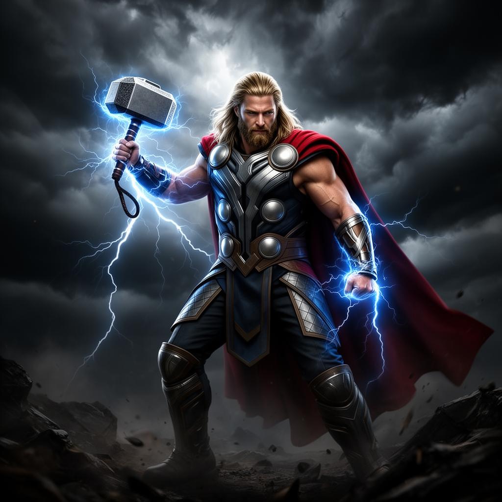 Thor wielding Mjölnir
